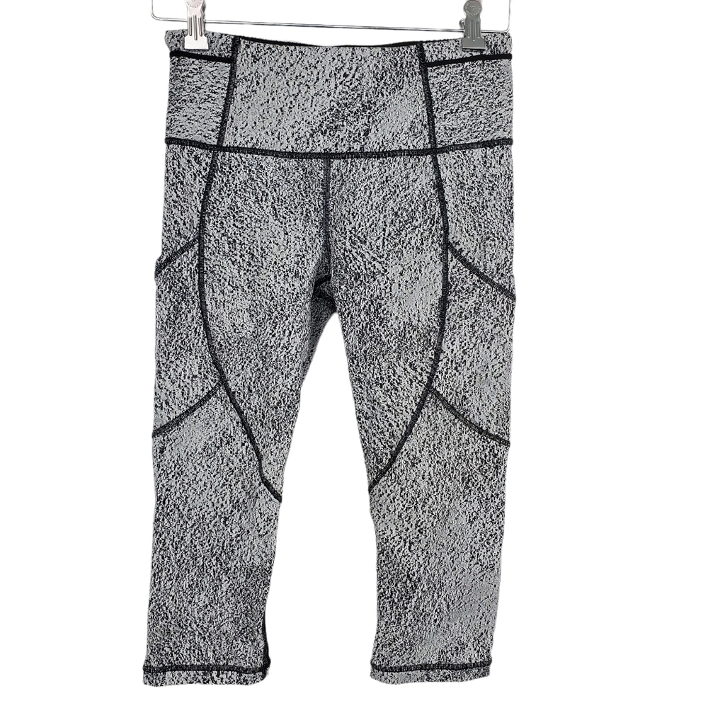Lululemon Outrun Tight Pants Power Luxtreme Spray Jacquard White Black Mesh Sz 6